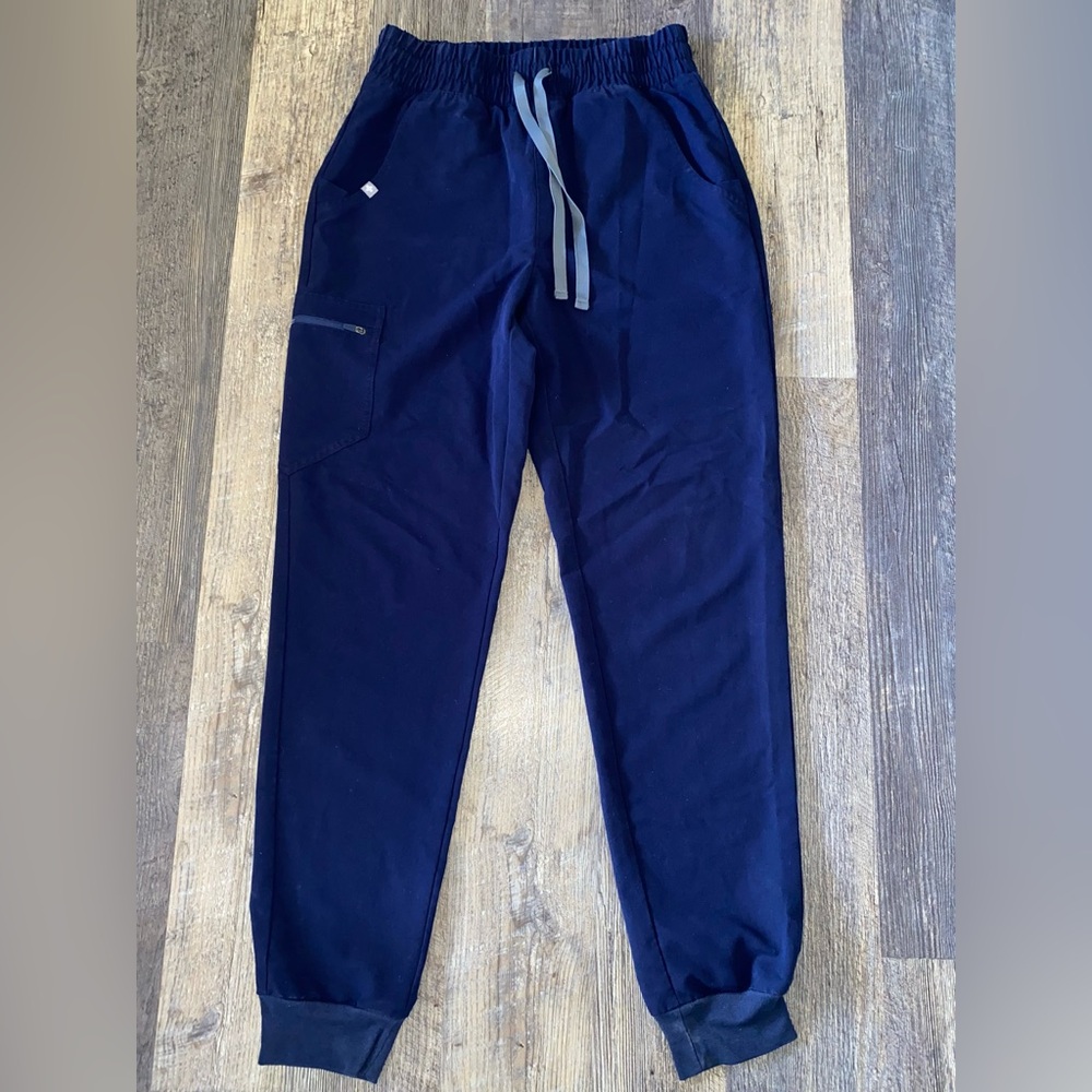 Figs Women's Navy Drawstring Joggers with Gray Accents